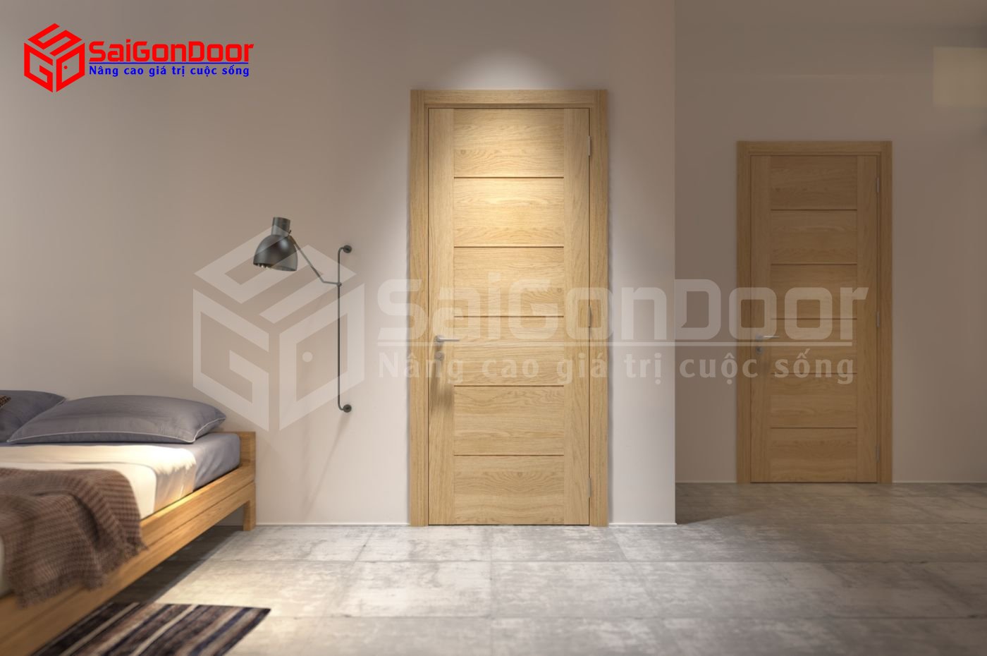 cửa gỗ tự nhiên phòng ngủ - SaiGonDoor